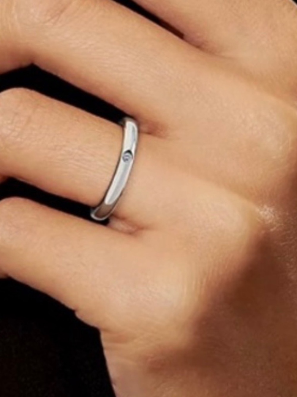 Original Tiffany stacking band in silver with a diamond, size 5